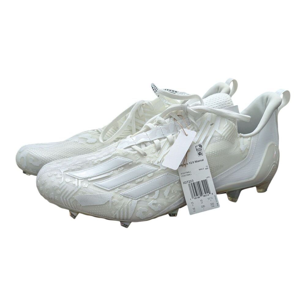 Adidas Adizero 12.0 Triple White Men’s Football Cleats IG7223  Men’s Size 16 New